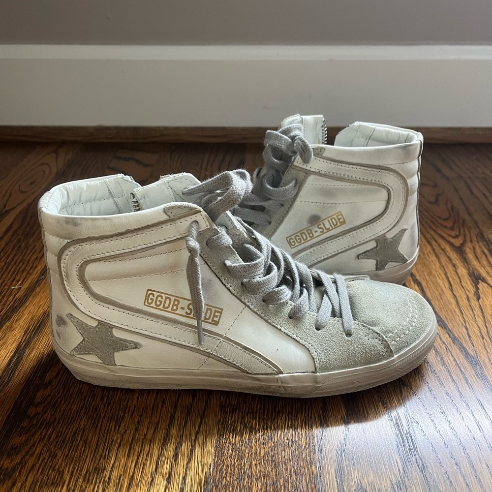 Golden Goose Slide Sneakers in White/Ice size 36